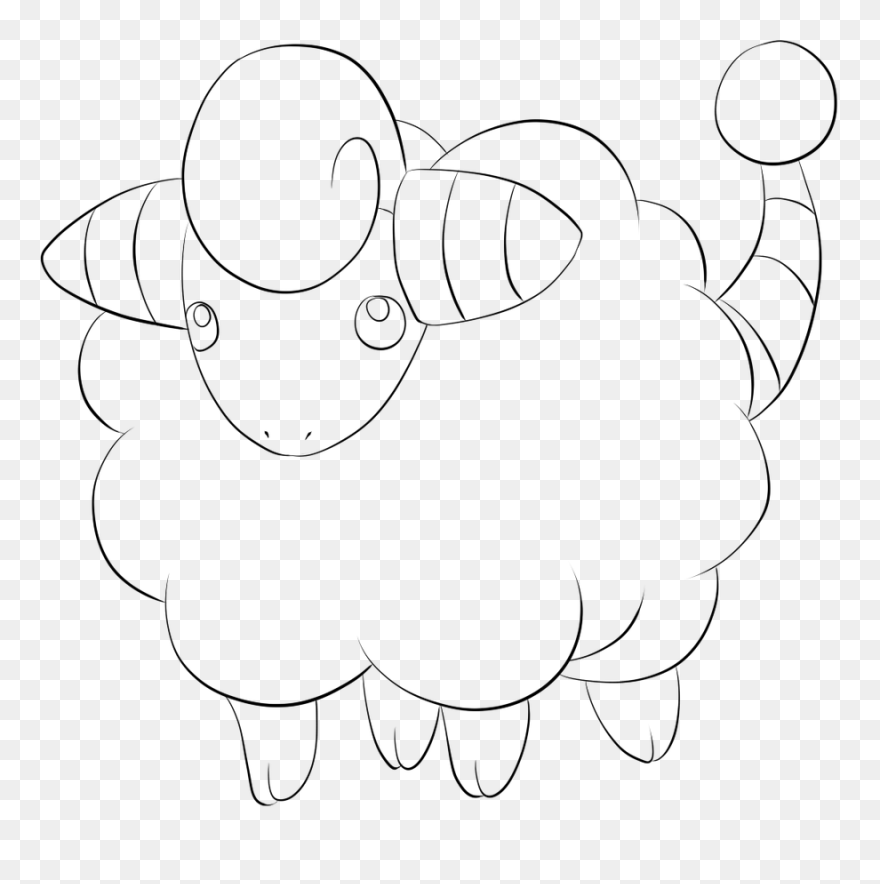 Mareep Lineart - Line Art Clipart
