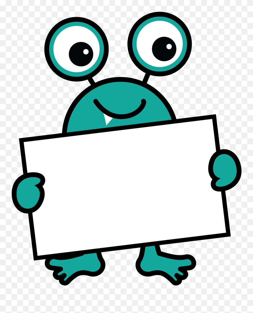 Monster With Sign Clipart - Png Download