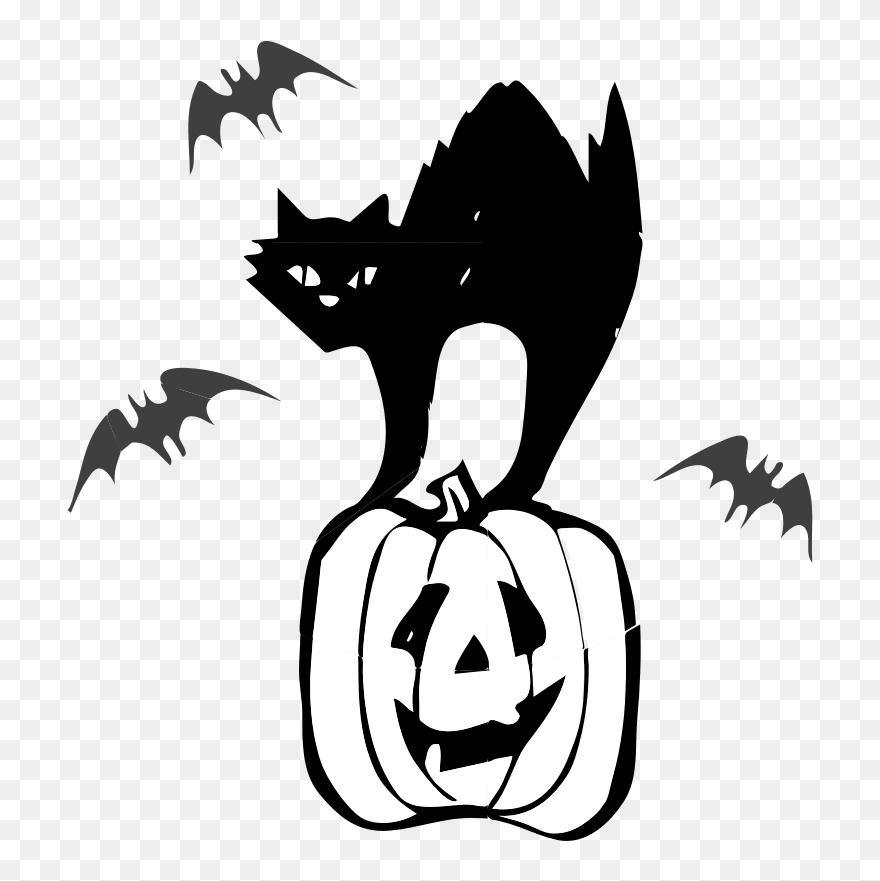 Black Cat Halloween Clip Art - Black Halloween Cat Clipart - Png Download