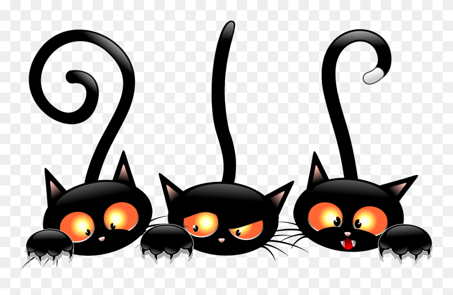 Black Cat Kitten Halloween Clip Art - Transparent Halloween Clip Art - Png Download