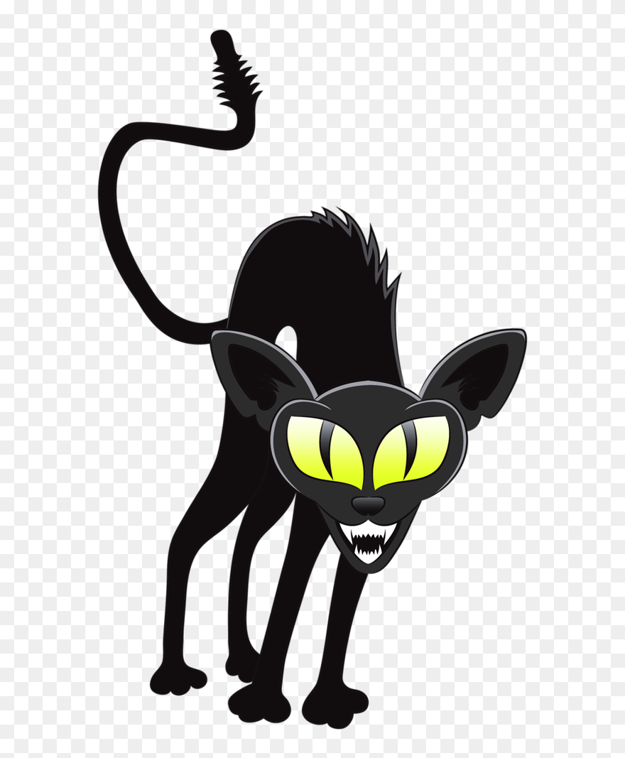 Black Cat Halloween Whiskers Witch - Gato Negro Halloween Png Enojado Clipart