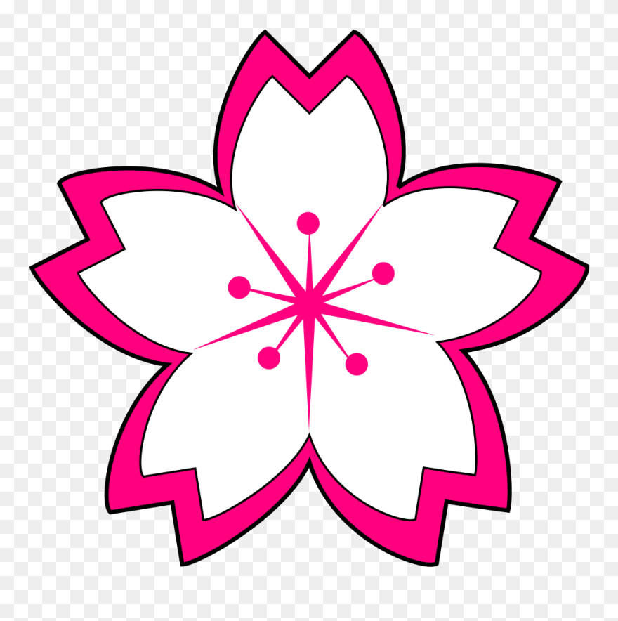 Cherry Blossom Flower Outline Clipart