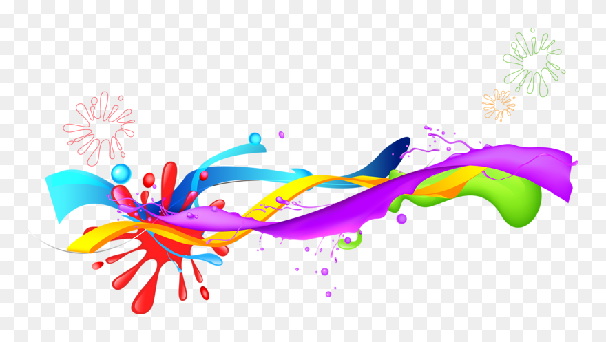 Color Illustration Hand Holi Drawn Ribbon Clipart - Gulal Png Transparent Png