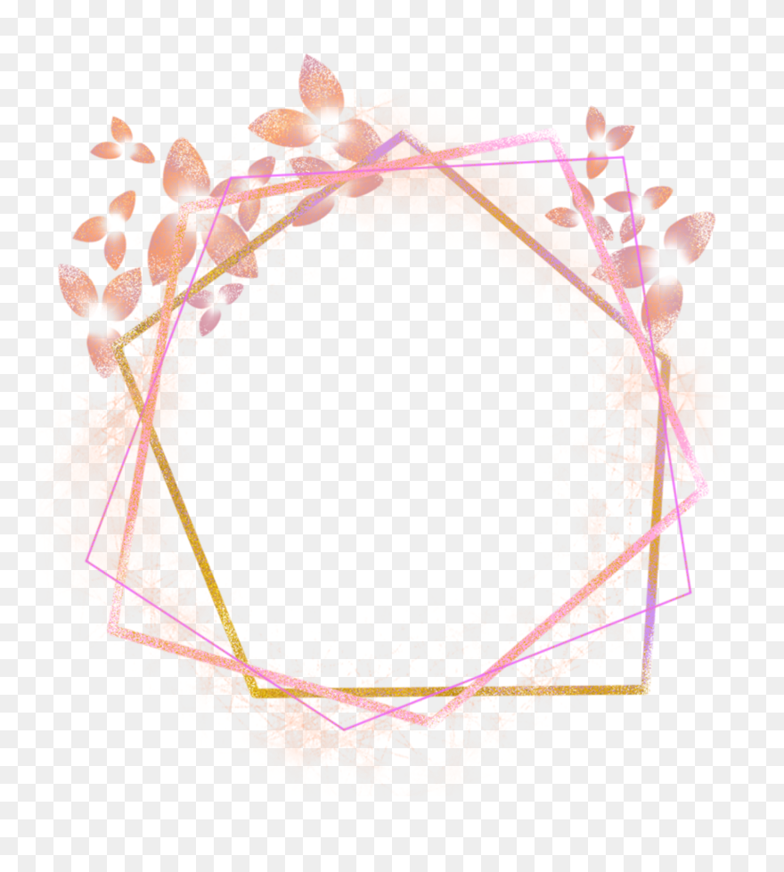 #sakura #frame #rosegold #glitter #lighting #geometric - Rose Gold Frame Png Clipart
