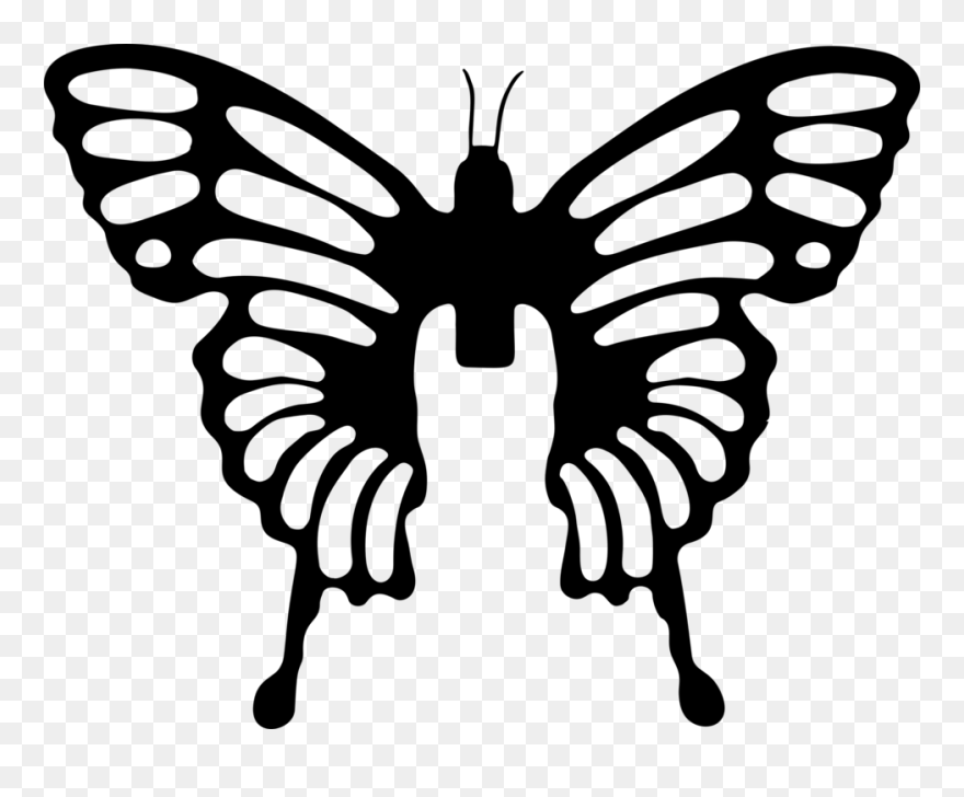 Symmetry,monochrome Photography,pollinator - Borboleta Silhouette Clipart