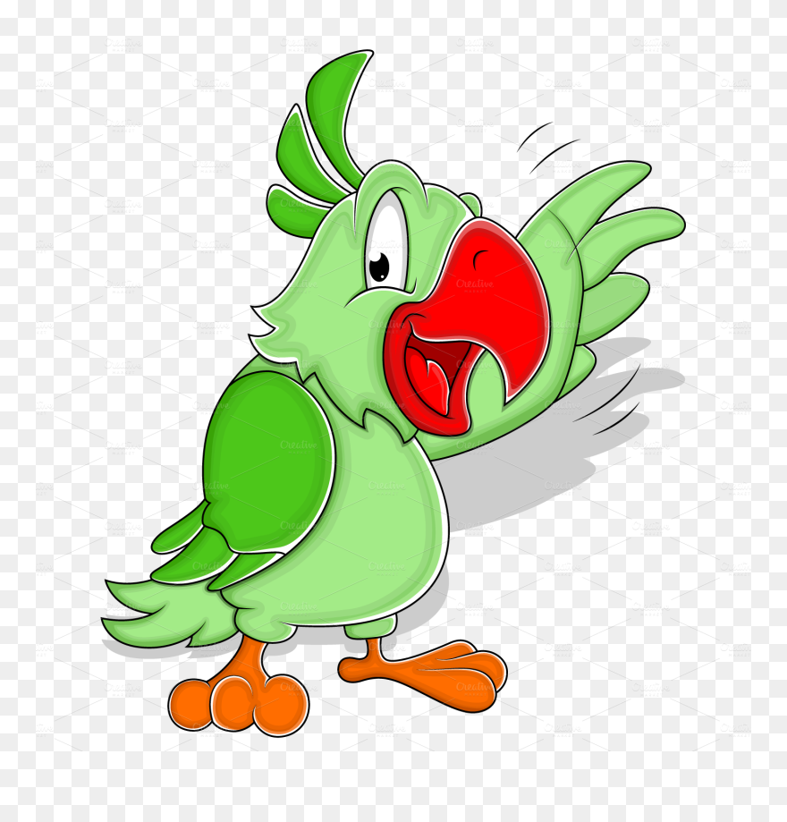 Cartoon Green Parrot Clipart