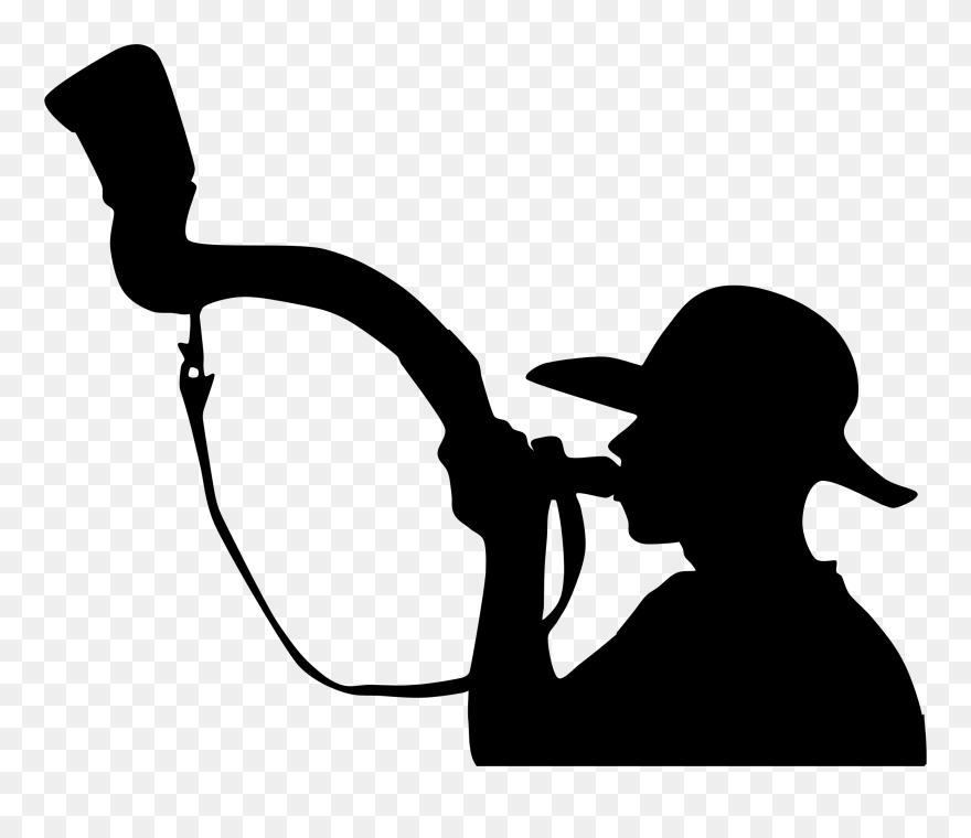 Silhouette Of Angel Blowing Horn Clipart