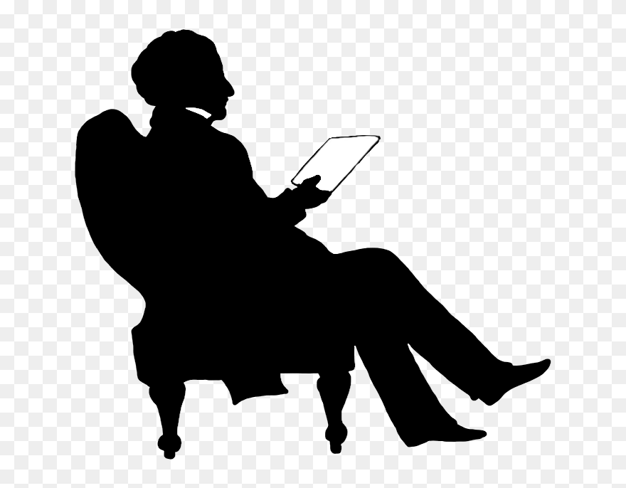 Victorian Silhouette Clipart - Man Reading Book Silhouette Png Transparent Png