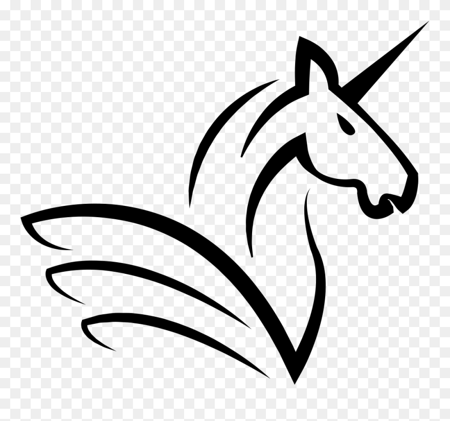 Transparent Horse Clipart Black And White - Simple Outline Unicorn Tattoo - Png Download