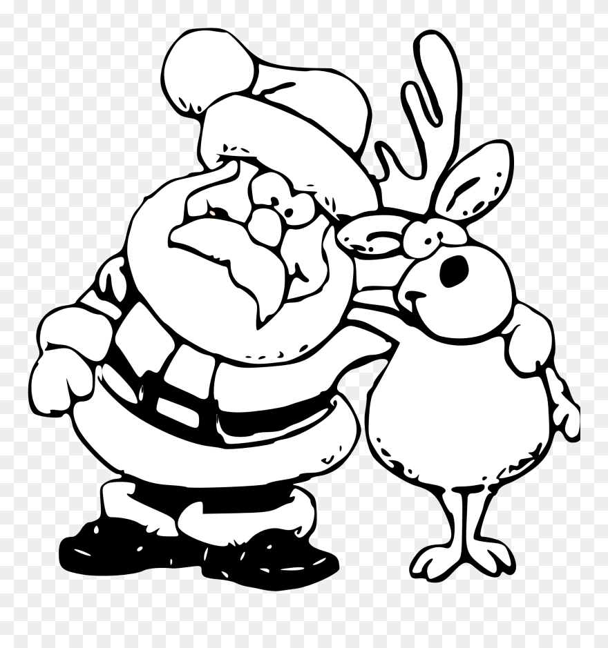 Christmas Black And White Reindeer Christmas Clipart - Christmas Clip Art Black And White - Png Download