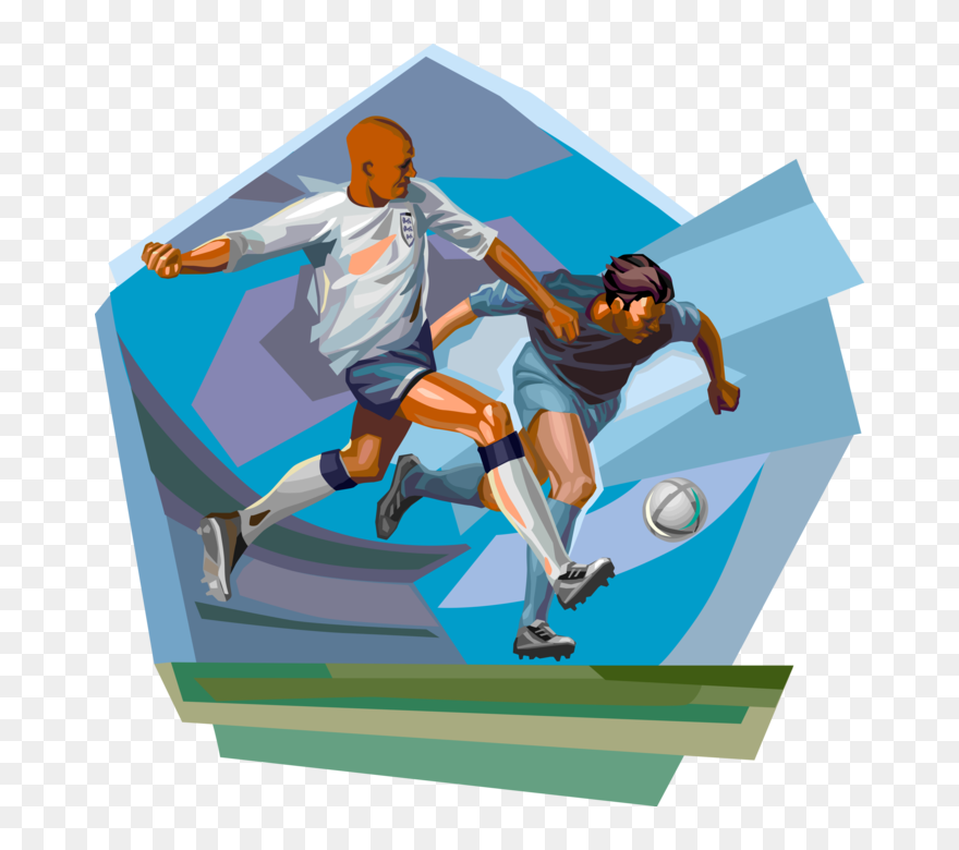 Vector Illustration Of Football Soccer Players Chase - Playing Soccer Clip Art - Png Download
