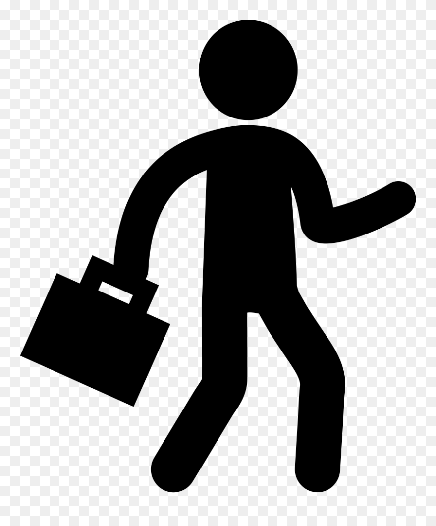 Businessman Silhouette Walking With Suitcase Svg Png - Man With Briefcase Icon Clipart