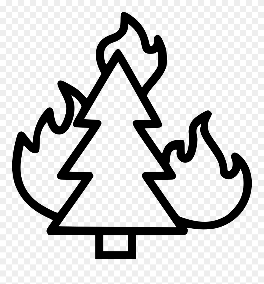 Free Clipart Of Fire Burning In Forest Vector Black - Forest Fire Drawing Easy - Png Download