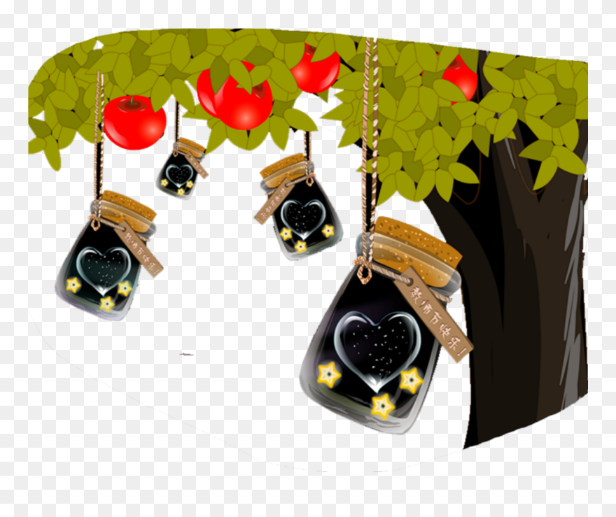 #ftestickers #clipart #cartoon #tree #jars #stars - Tree - Png Download