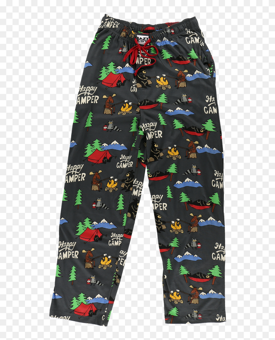 Happy Camper - Men Cartoon Pajama Pants Clipart