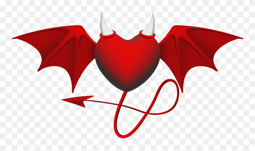 Devil Clipart Angel Heart - Devil Wings With Heart - Png Download