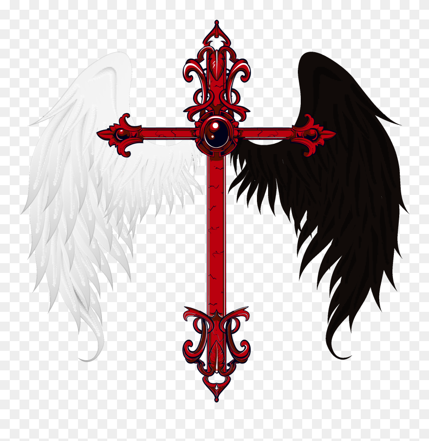 Fallen Angel Clipart Transparent - Angel And Demon Logo - Png Download