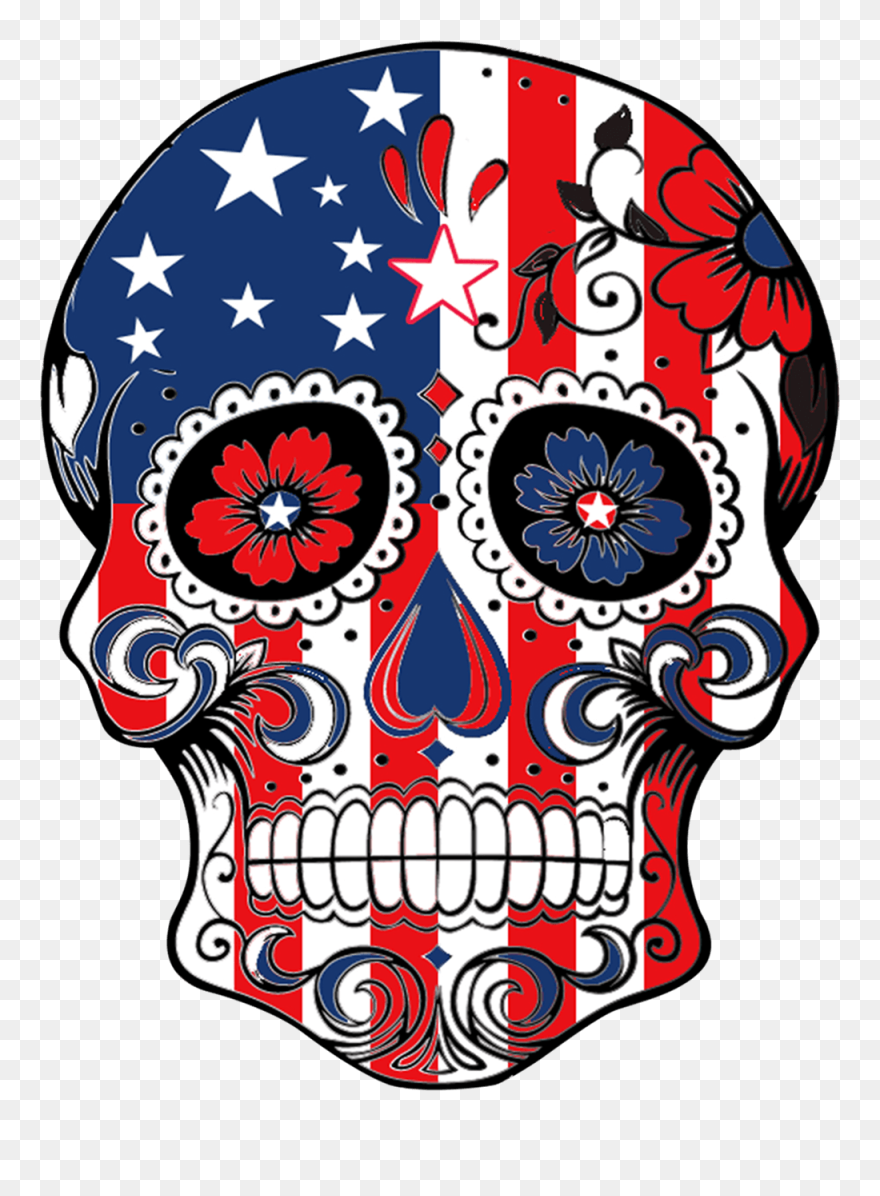 Soldiers Vector Sugar Skull - American Flag Sugar Skull Clipart