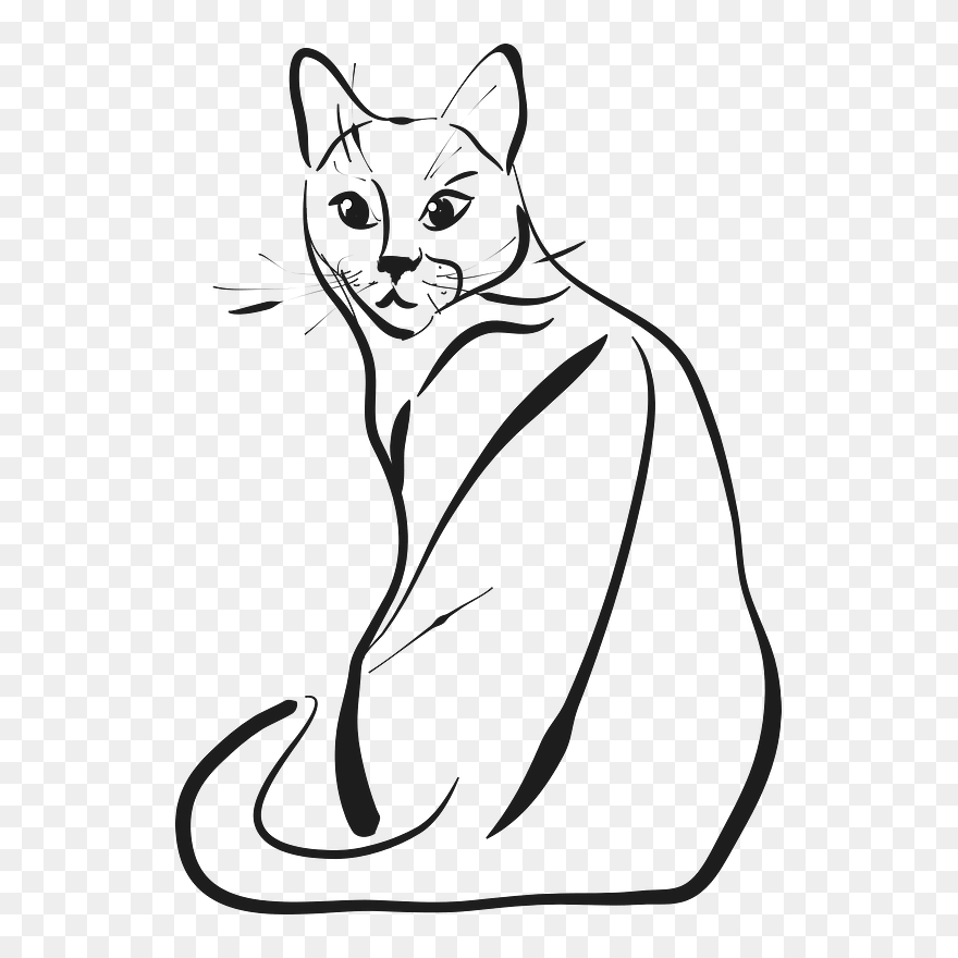 Drawn Cat Clipart - Facil Dibujos De Gatos A Lapiz - Png Download