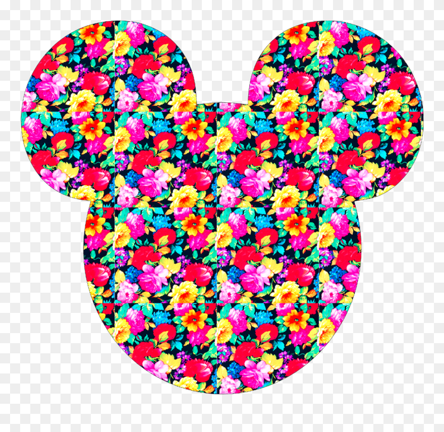 Floral Pattern Minnie Mickey Silhouette Dad Hat Heart - Fashion Clipart