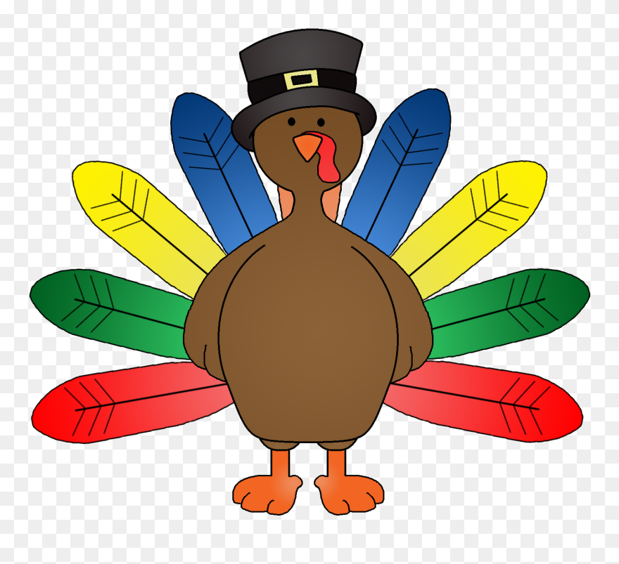 Turkey Feathers Png - Turkey With Colored Feathers Clipart