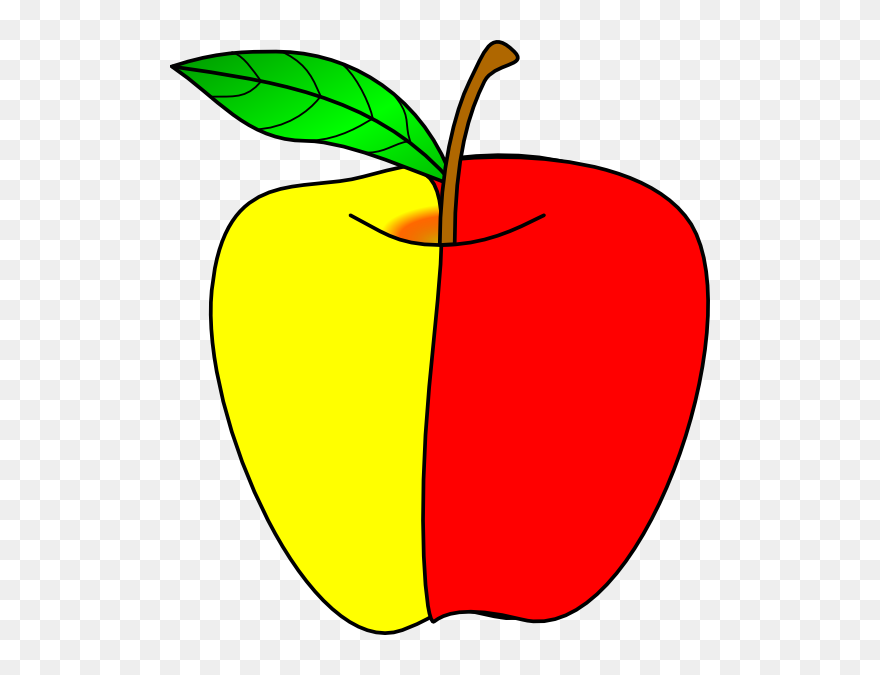 Red And Yellow Apple Clipart - Png Download