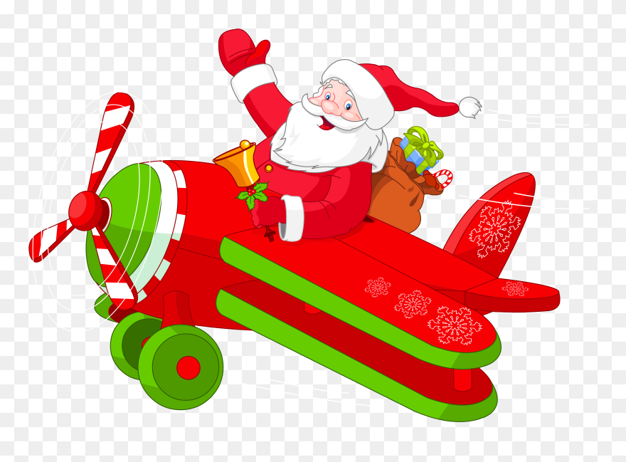 Image Free Download Christmas Airplane Clipart - Png Download