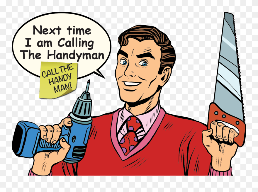 Cartoon Man Doing House Repairs Clipart