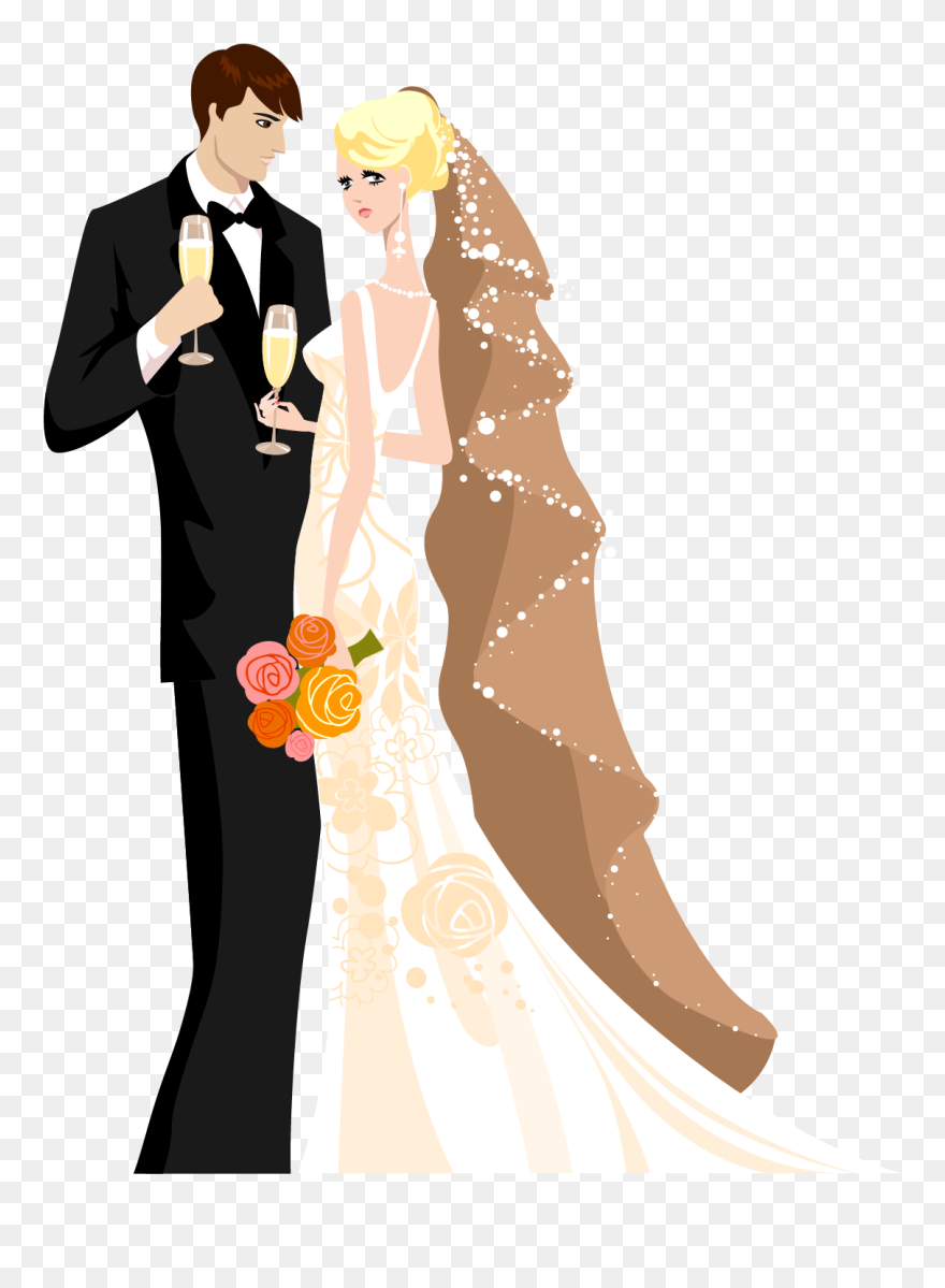 Wedding Invitation Wedding Cake Personal Wedding Website - Bride And Groom Illustration Clipart