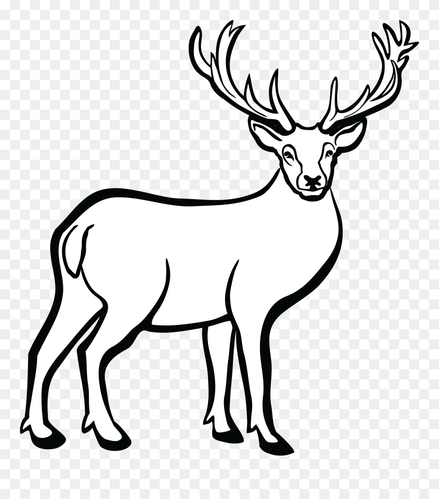 Deer Clipart Free Printable - Clip Art Black And White Deer - Png Download