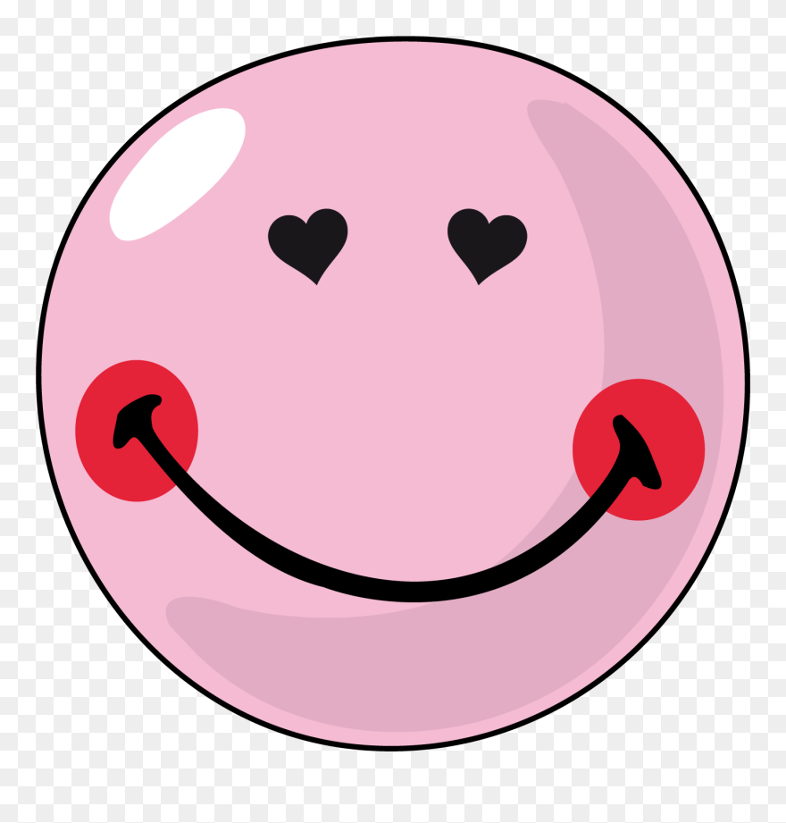 Love Face Smiley Clipart - รูป หน้า ยิ้ม ชมพู - Png Download