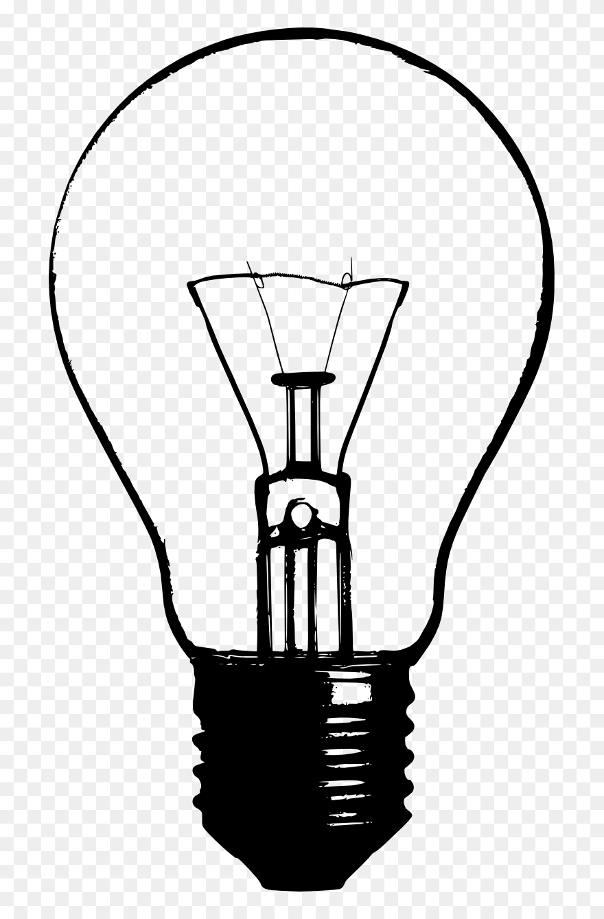 Incandescent Light Bulb Clip Art - Bulb Clipart Black And White - Png Download