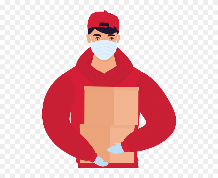 Food Delivery Boy Covid Clipart