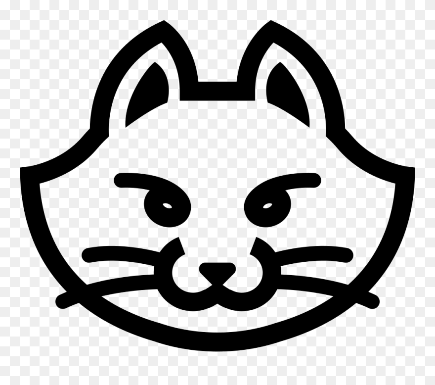Transparent Cat Face Clip Art - Black Vector Cat Face - Png Download