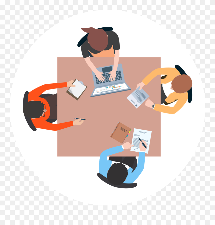 Working With A Group - Cartoon Clipart