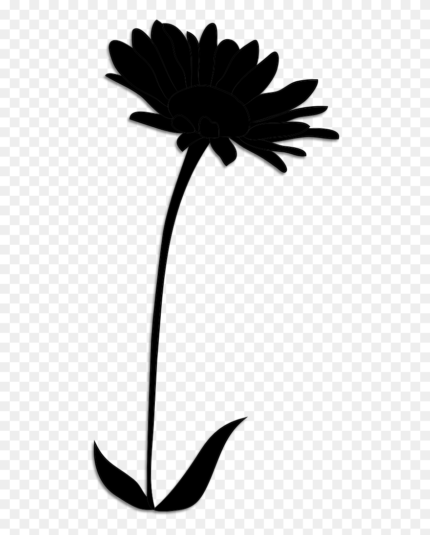 Clip Art Leaf Plant Stem Silhouette Line - Flower With Stem Silhouette - Png Download