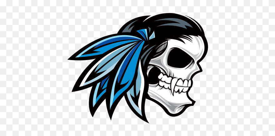 Printed Vinyl Native American Warrior Skull Stickers - Illustration Clipart