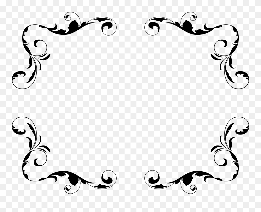 Leafy Frame 14 Clip Arts - Black Border Corner Decoration - Png Download