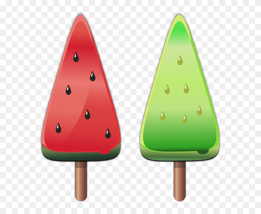 Food, Ice, Melon, Summer, Sweets, Water Ice, Red, Green - Ice Pop Clipart