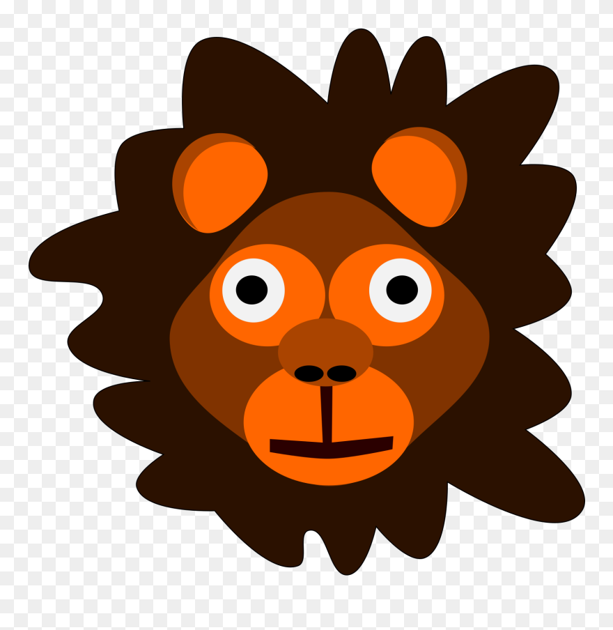 Cartoon Lion Head - Animasi Kepala Hewan Png Clipart