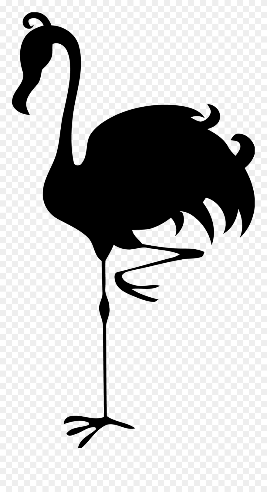 Silhouette Flamingo Clipart Black And White - Png Download