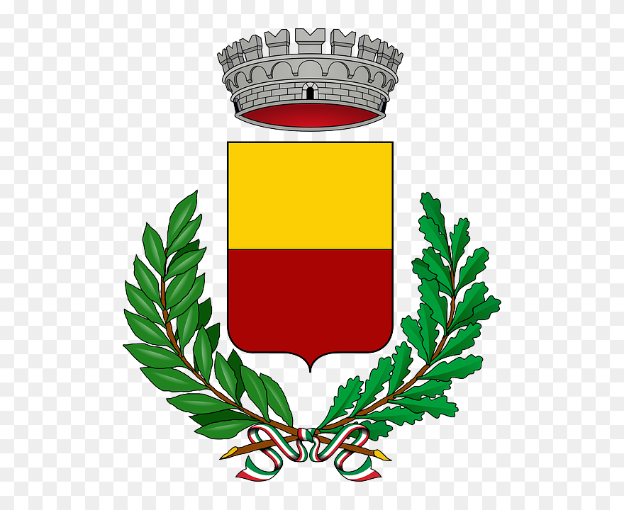 Green, Castle, Ribbon, Del, Coat, Crown, Arms, Vines - Stemma Città Di Palermo Clipart