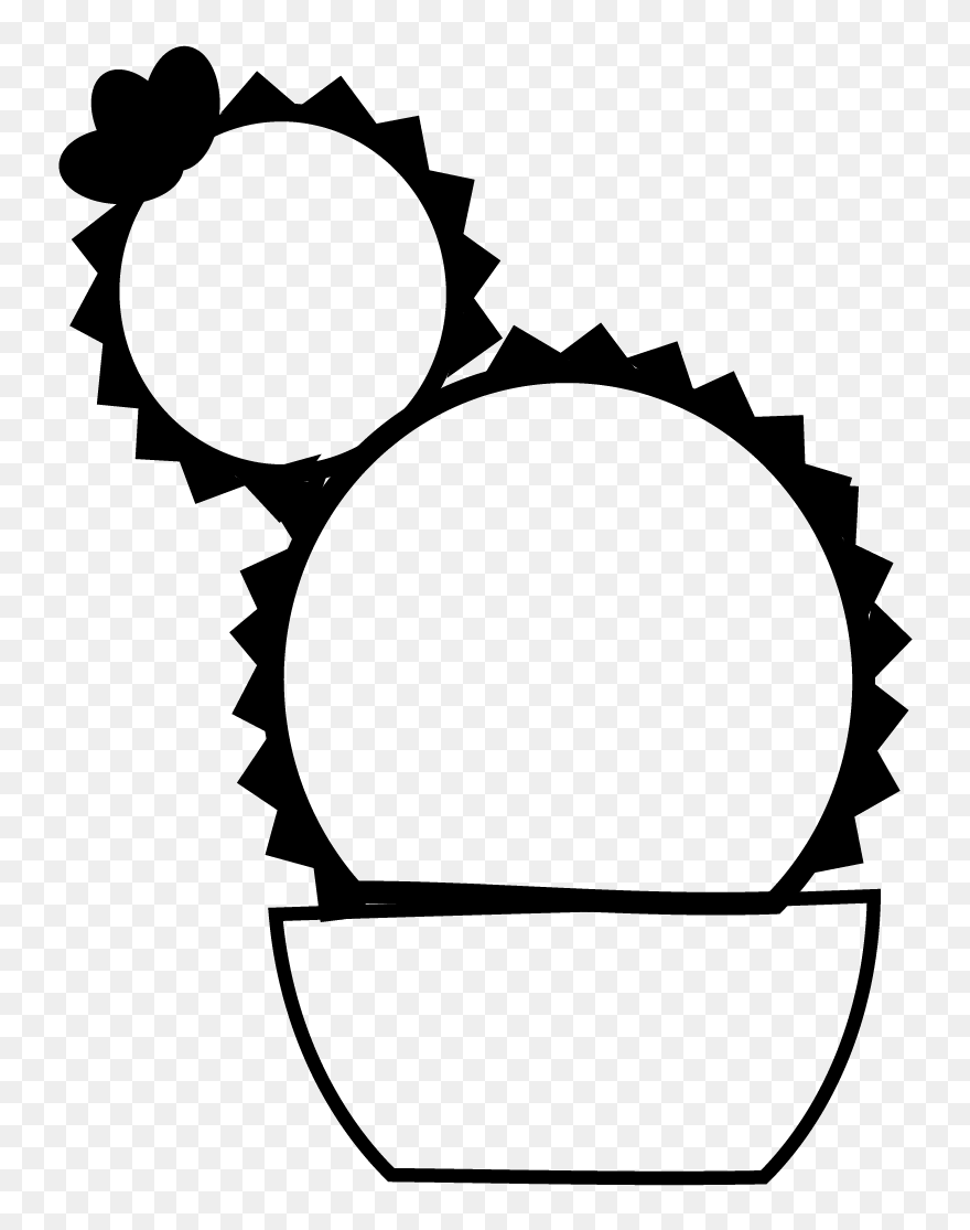 Cactus Clip Art Black And White - Png Download
