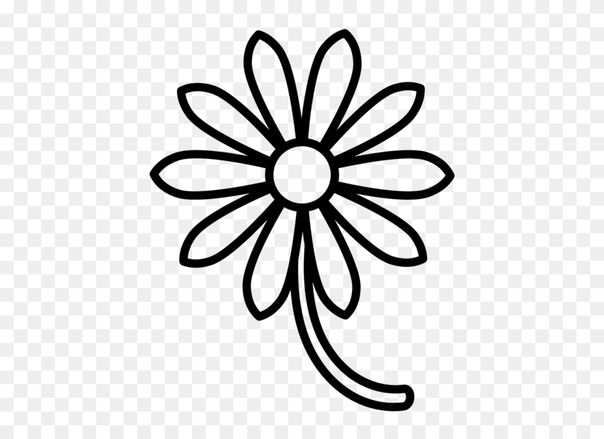 Daisy Flower Outline Flat Icon Sticker - Flower Outline Png Icon Clipart