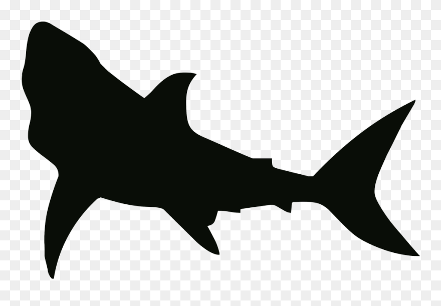 Transparent Ocean Animals Clipart Black And White - Great White Shark Silhouette - Png Download