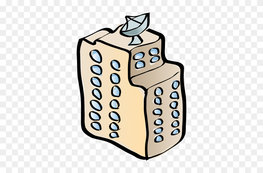 Satellite Dish Building Antenna - Building Clip Art - Png Download