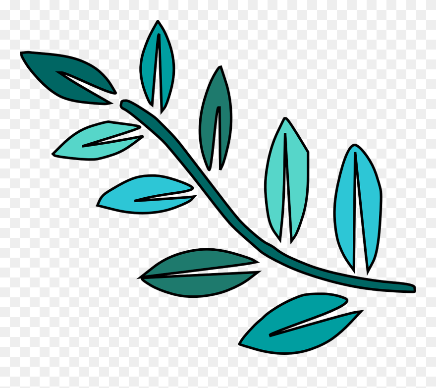 Leaf Leaves Teal Free Photo - Tree Branch Clip Art - Png Download