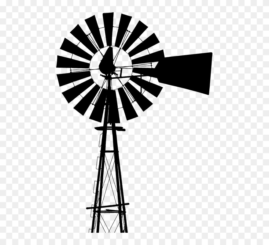 Windmill Clipart Wind Mill - Windmill Black And White - Png Download