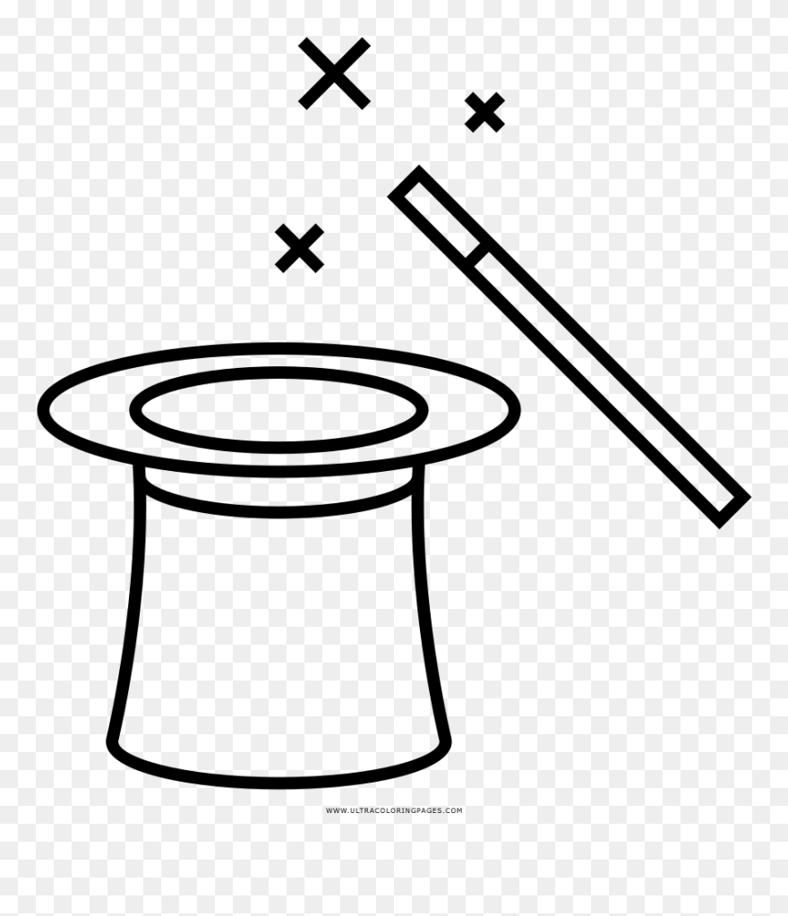 Magic Hat Coloring Page Clipart