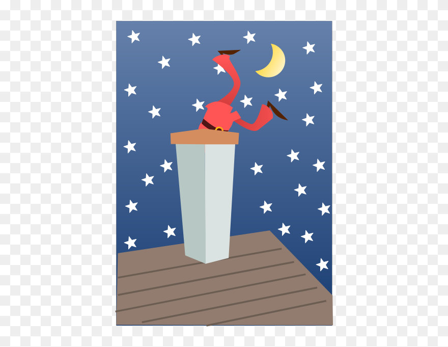Cartoon Santa In A Chimney - Chimney Clip Art - Png Download